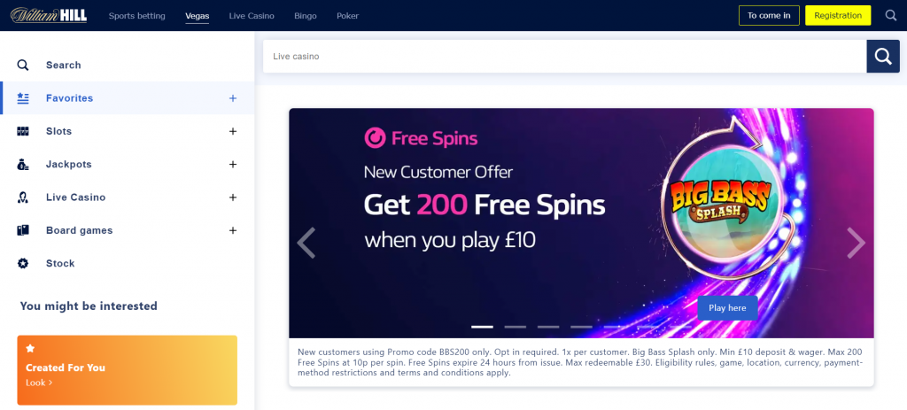 William Hill main page