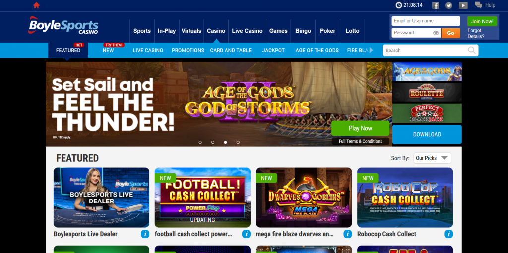 Boylesports Casino main page