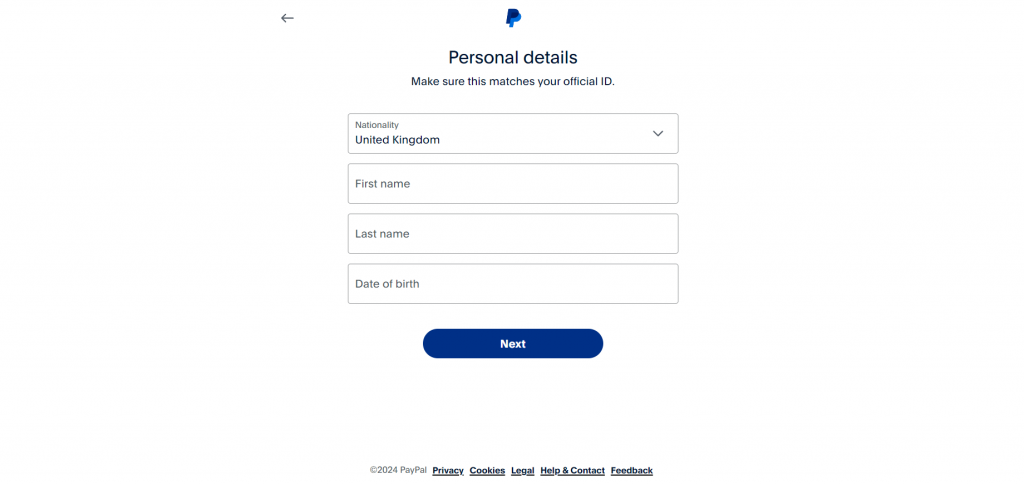 PayPal Personal Details
