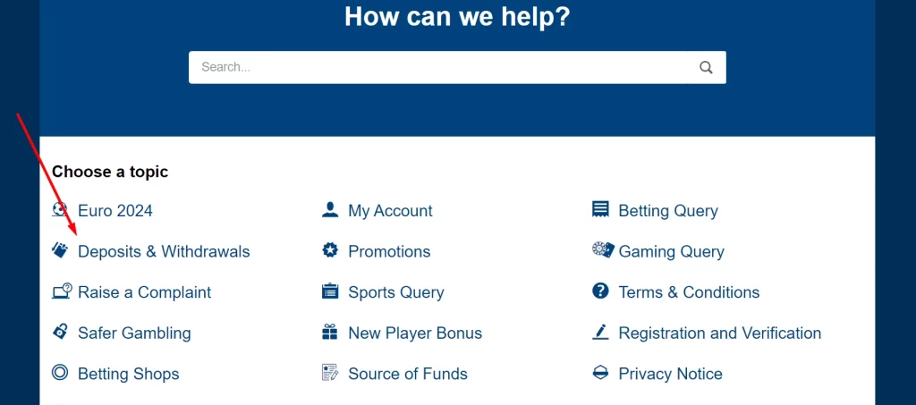 Deposits & Withdrawals Category